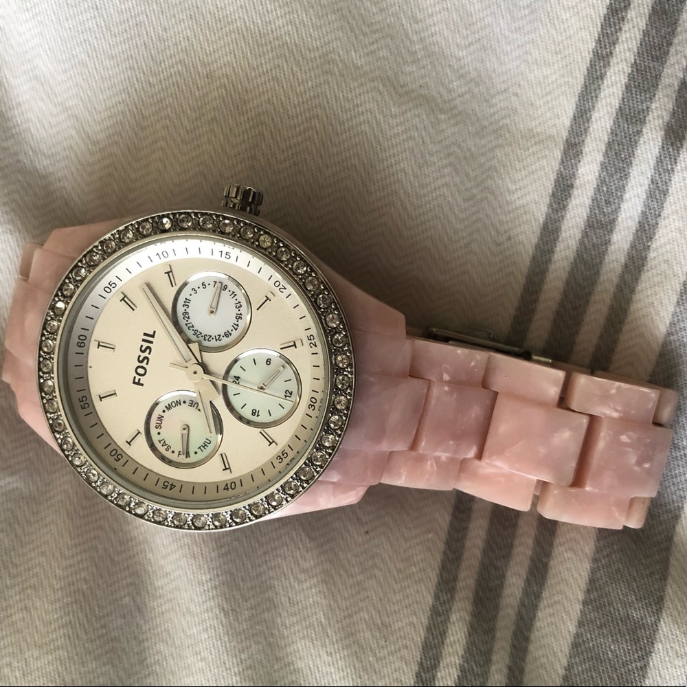 Crystal pink Fossil watch